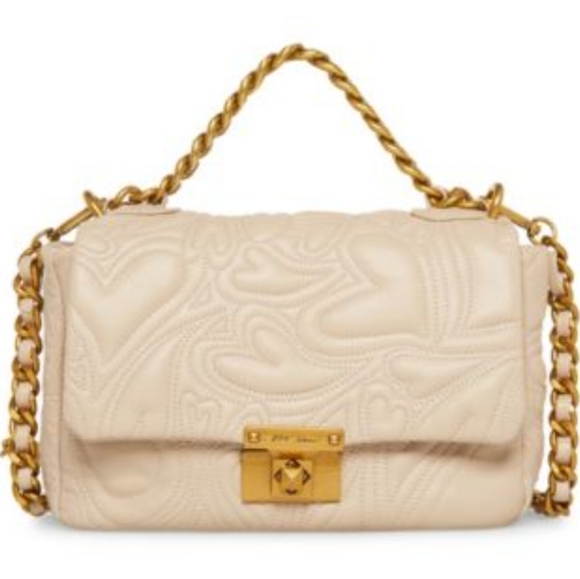 BETSEY JOHNSON Groovy Hearts Foldover Flap Quikt Chain Satchel Crossbody NWT - Picture 15 of 15